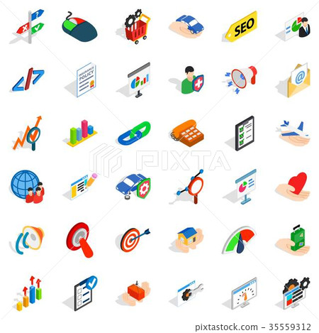 Fast career icons set, isometric style 35559312