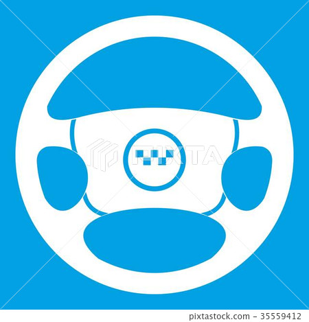 Steering wheel of taxi icon white 35559412