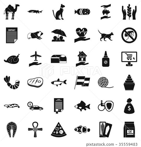 Wild cat icons set, simple style 35559483