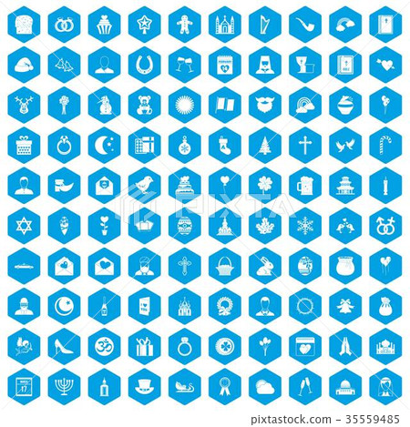 100 religious festival icons set blue 100 religious festival icons set blue 35559485