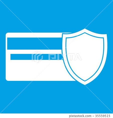 Credit card and shield icon white 35559515