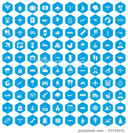100 plane icons set blue 100 plane icons set blue 35559541