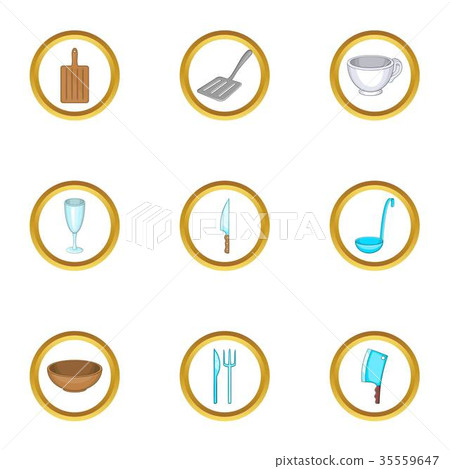 Tableware icons set, cartoon style 35559647