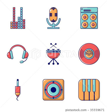 Sound producing icons set, flat style Sound producing icons set, flat style 35559671