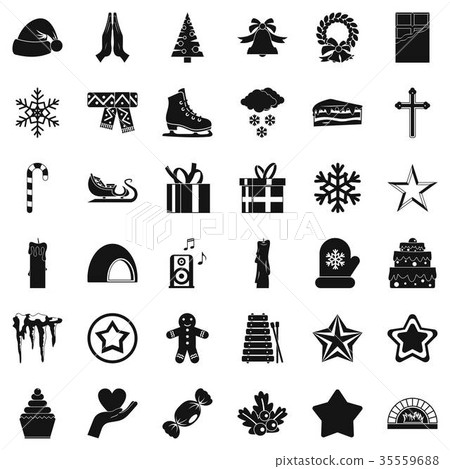 Christmas nighticons set, simple style Christmas nighticons set, simple style 35559688