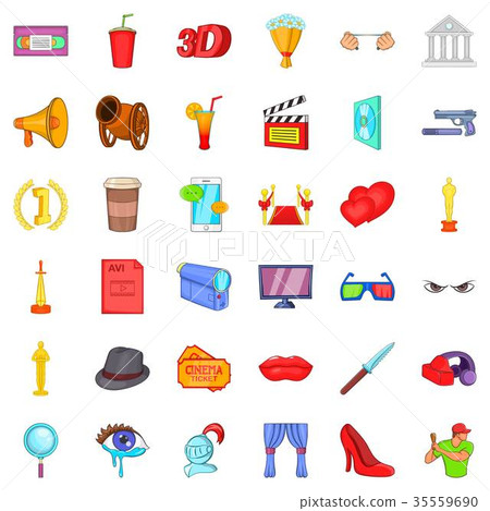 Cinematography icons set, cartoon style Cinematography icons set, cartoon style 35559690