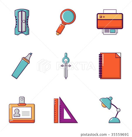Office work icons set, flat style 35559691
