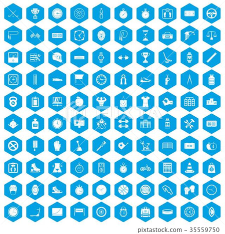 100 stopwatch icons set blue 35559750
