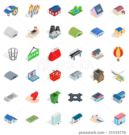City plant icons set, isometric style City plant icons set, isometric style 35559776