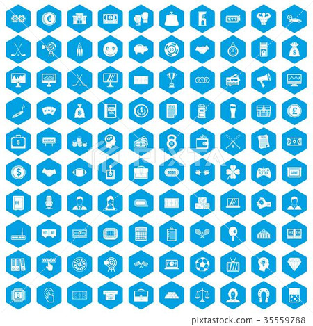 100 sweepstakes icons set blue 100 sweepstakes icons set blue 35559788
