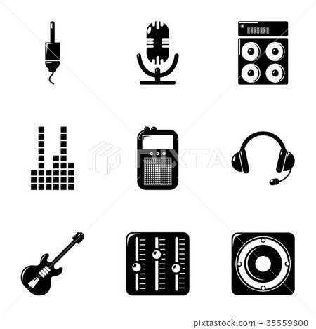 Sound accompaniment icons set, simple style 35559800