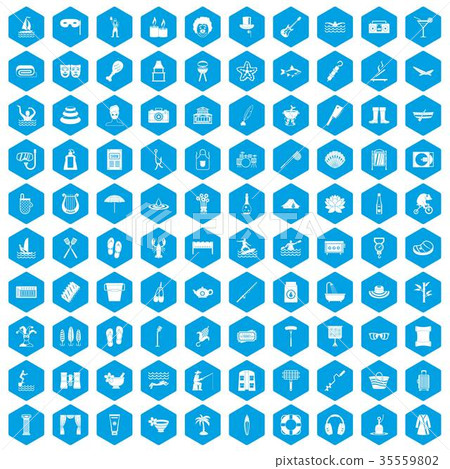 100 recreation icons set blue 100 recreation icons set blue 35559802