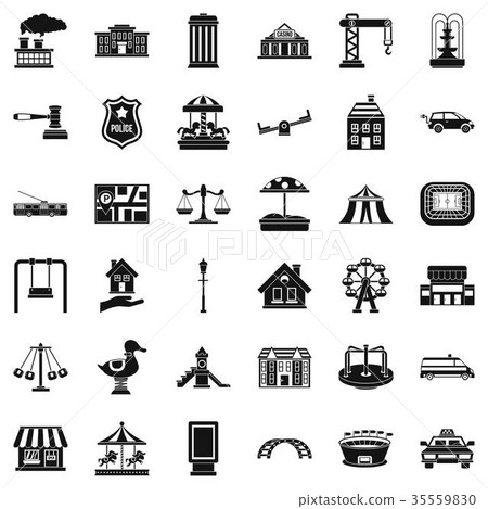 Big city icons set, simple style 35559830