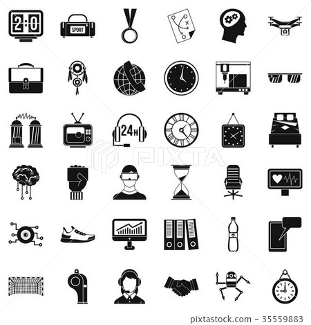 Round clock icons set, simple style Round clock icons set, simple style 35559883