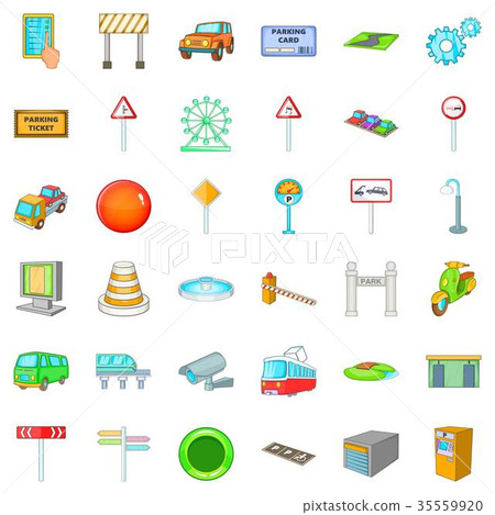 City pointer icons set, cartoon style 35559920
