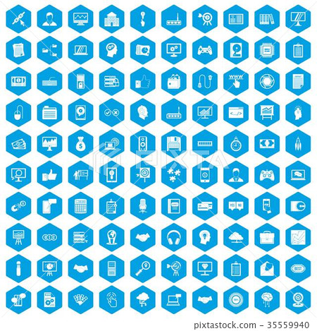 100 web development icons set blue - Stock Illustration [35559940] - PIXTA