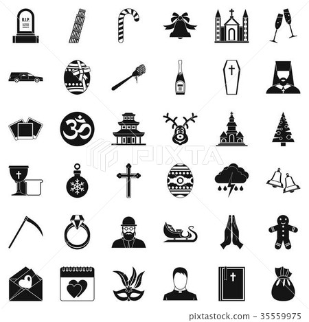 Christianity icons set, simple style Christianity icons set, simple style 35559975