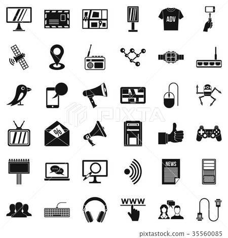 Network icons set, simple style Network icons set, simple style 35560085