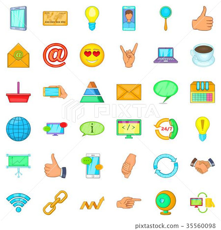 Communication icons set, cartoon style Communication icons set, cartoon style 35560098