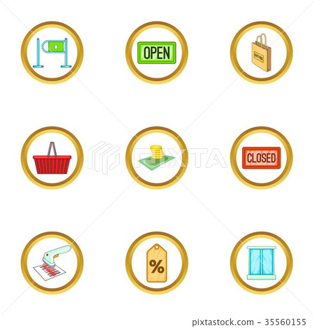 Supermarket icons set, cartoon style 35560155