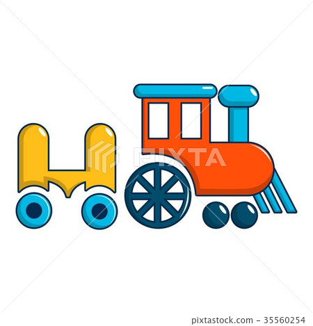 Children ride train icon, cartoon style 35560254