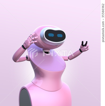 Pink humanoid robot bows - Stock Illustration [35560362] - PIXTA