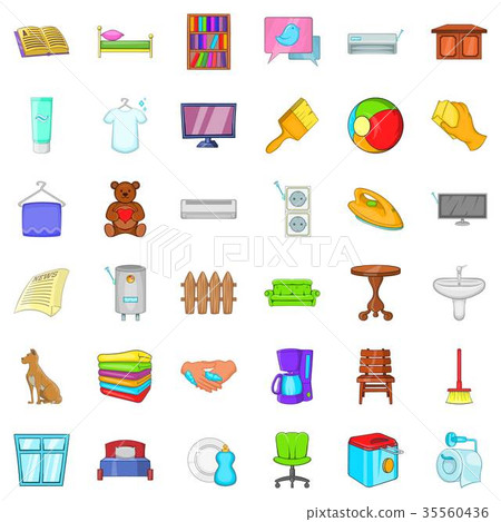 Comfort indoor icons set, cartoon style 35560436