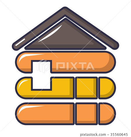 Wood house icon, cartoon style 35560645