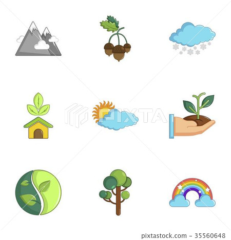 Ecology icons set, cartoon style Ecology icons set, cartoon style 35560648