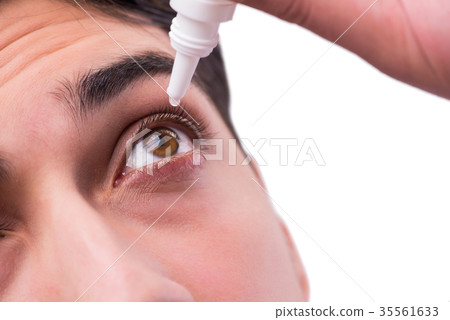 Young man in eye care medical concept Young man in eye care medical concept 35561633