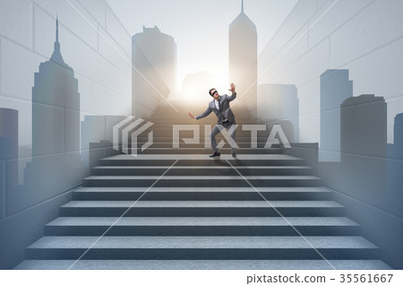 Businessman in uncertainty concept on career 35561667