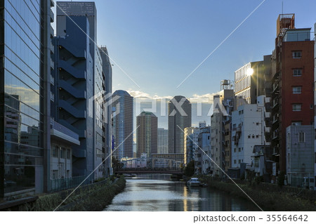 從八丁堀,東京市區的Kamejima橋觀看柏市的塔公寓 從八丁堀,東京市區的Kamejima橋觀看柏市的塔公寓 35564642