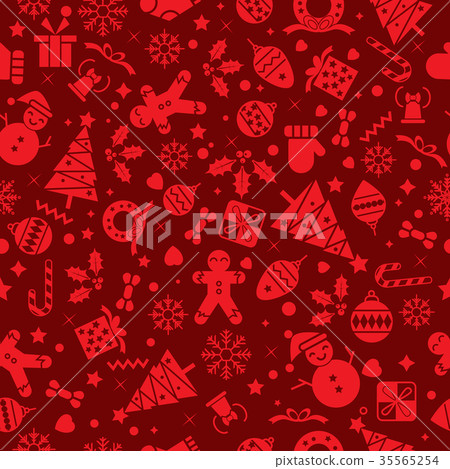 Seamless pattern with Christmas elements - Stock Illustration [35565254 ...