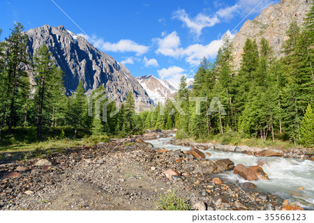 View on Aktru river, Karatash peak, Aktru glacier View on Aktru river, Karatash peak, Aktru glacier 35566123