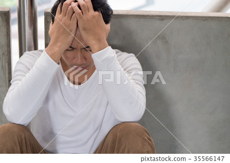 tired, frustrated, exhausted, failed, negative man 35566147