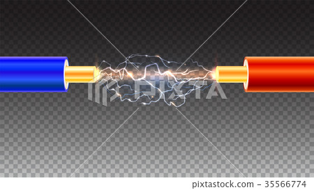 Electric cable with sparks on transparent 35566774