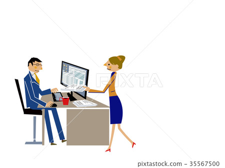 商業場景。公司員工。辦公室剪貼畫。 商業場景。公司員工。辦公室剪貼畫。 35567500