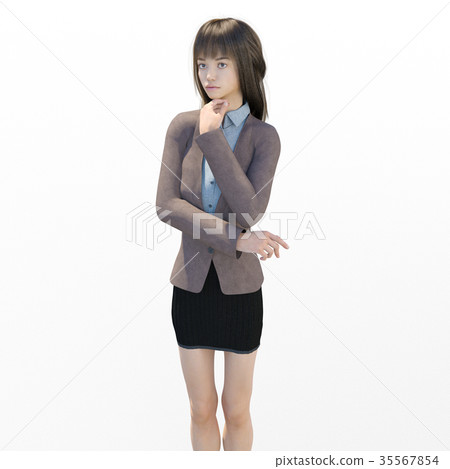 A woman with beautiful legs to pose perming3DCG Illustration material 35567854