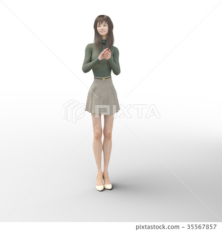 A woman with beautiful legs to pose perming3DCG Illustration material 35567857