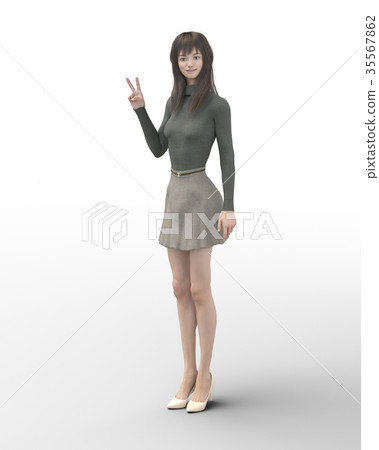 A woman with beautiful legs to pose perming3DCG Illustration material 35567862