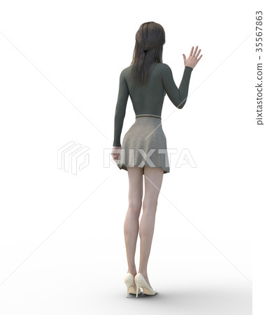 A woman with beautiful legs to pose perming3DCG Illustration material 35567863