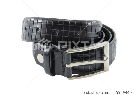 Leather black belt isolated over white background Leather black belt isolated over white background 35569440