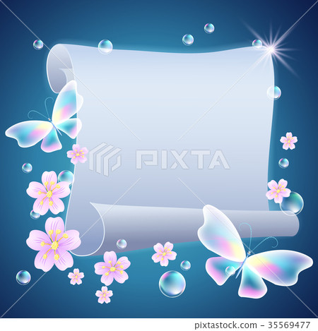 Scroll with flowers and butterflies 35569477