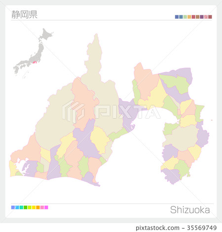 靜岡縣地圖（城市/城市/顏色編碼） 35569749