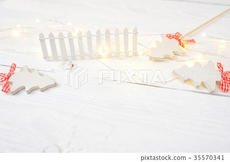 Christmas mock-up or greeting card on white wooden Christmas mock-up or greeting card on white wooden 35570341