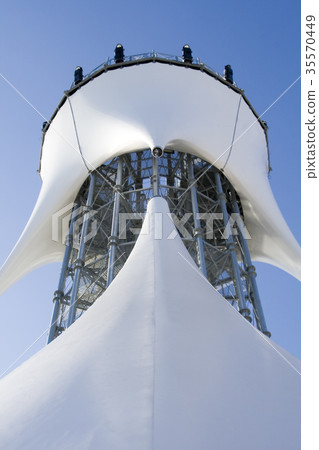 breathtaking futuristic high tower again blue sky breathtaking futuristic high tower again blue sky 35570449