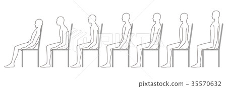 Good attitude Bad attitude when sitting in a chair 35570632