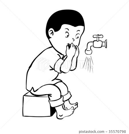 Boy Cleaning Mouth for wudhu-Vector Illustration Boy Cleaning Mouth for wudhu-Vector Illustration 35570798