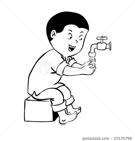 Boy warshing hand for wudhu-Vector Illustration Boy warshing hand for wudhu-Vector Illustration 35570799