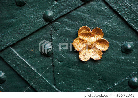 old door with golden ornaments 35572345